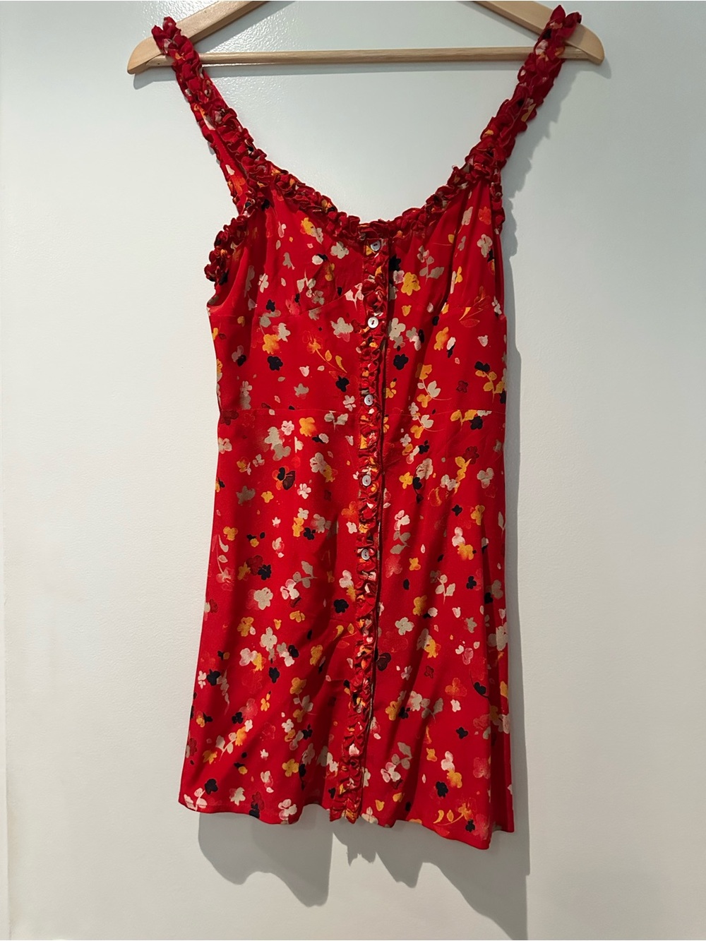 Realisation Par Red Floral Button-Front Kids Dress